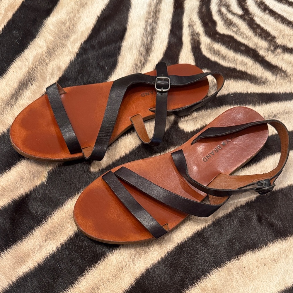 Lucky Brand Black and Brown Sandals